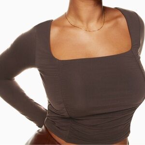 Aritzia Wilfred Long Sleeve Rich Mocha Brown Top